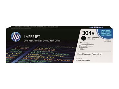 HP 304A Black Toner Cartridge Dual Pack